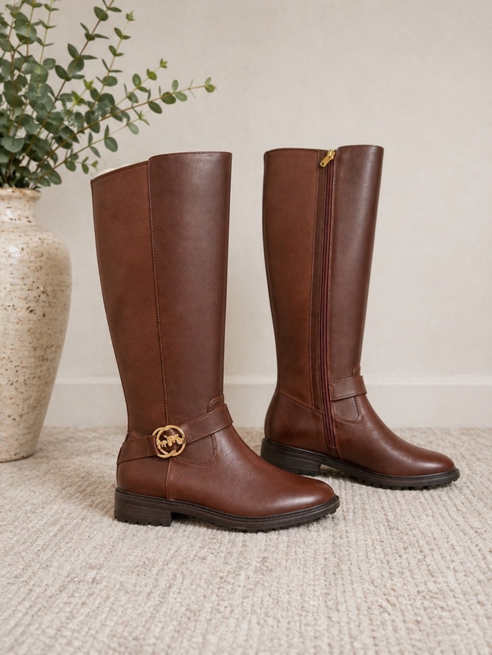 Coach Farrah Riding Boots Walnut Brown Leather Knee High Women’s Size 8 C0625